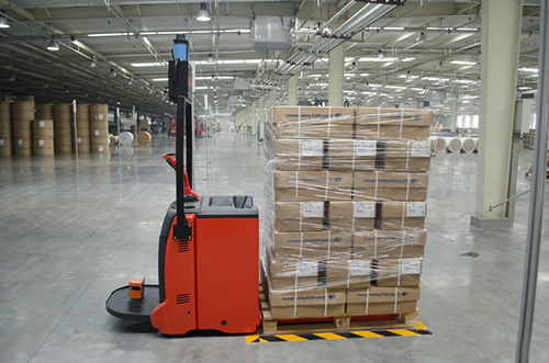 Laser-guided forklift the AGV